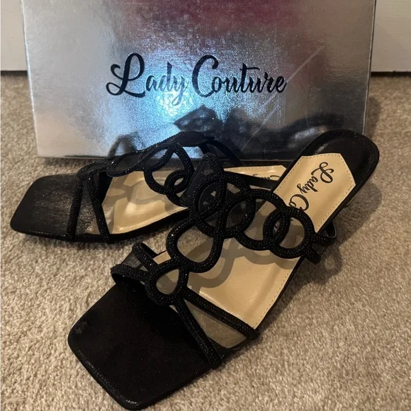 Lady Couture Black Sandals - Picture 1 of 4
